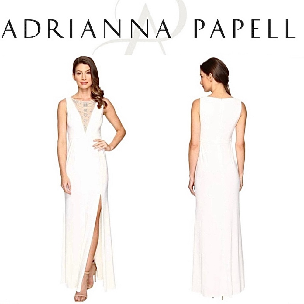 Adrianna Papell White Simply Sleek Wedding Dress